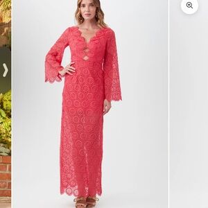 Trina Turk Coral Lace Maxi Dress